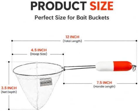 BasicGear Minnow Dip Net, 12 in, Micro Mesh for Bait Bucket - Image 2