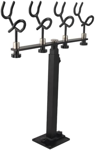360 Degree Rotation & Adjustable Height Fishing Rod Holder with 4 Head, Marine Fishing Pole Rack with Mounting Plate, Multi-Functional Aluminum Fishing Rod Support for Wide Occasions by Mojiate