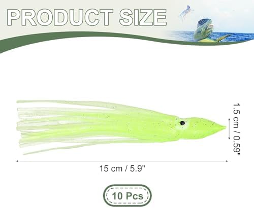 Fishing Squid Skirts, Glow Soft Plastic Trolling Lures Luminous -Fitting for (Bass/Trout/Salmon/Saltwater/Fishing Bait) - Image 2