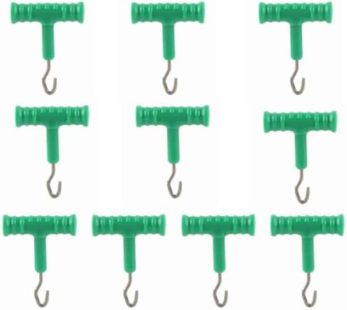 10 Pcs Fishing Knot Puller Set – T-Shape Handle for Carp Rig Construction, Stainless Steel Baiting Tool with Ergonomic Grip (1.97" Length)‌ by Unknown