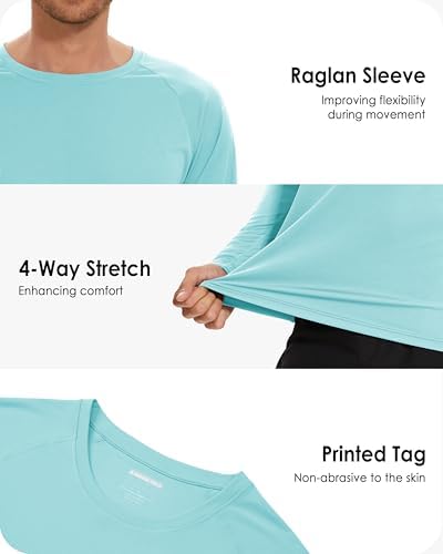 Boladeci Men's UPF 50+ Sun Protection UV SPF Shirts Long Sleeve Lightweight Quick Dry Swim T-Shirts Rash Guard - Image 5