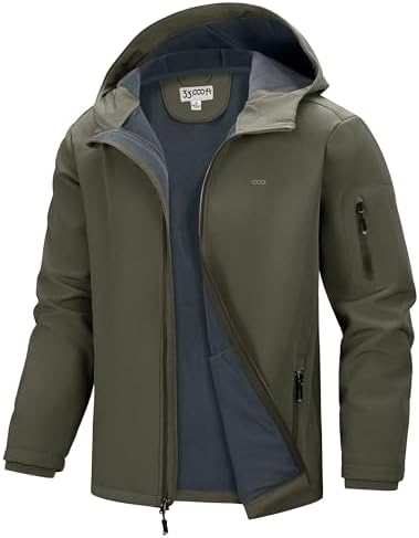 33,000ft Men's Hooded Fleece Lined Rain Shell Jacket Waterproof Lightweight by 33000ft