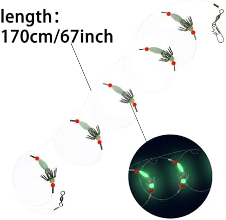 Therwen 6 Pcs Squid Catcher Daisy Chains Squid Jigs Lures Bait Glow Jig - Image 2
