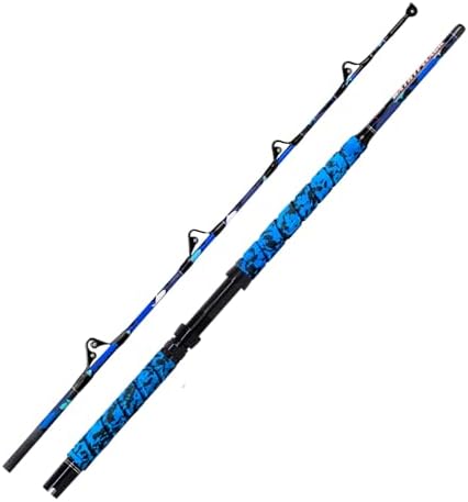 Fiblink Saltwater Fishing Rod 1Piece/2Piece Offshore Trolling Rod Big Game Deep Sea Rod Conventional Boat Blue Camouflage Fishing Pole(5'6"/6'/7') - Image 2