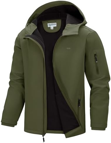 33,000ft Men's Hooded Fleece Lined Rain Shell Jacket Waterproof Lightweight by 33000ft