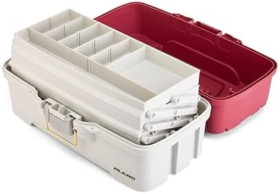 Plano Three-Tray Tackle Box Salmon Kit, Maroon/Grey, Rust-Proof Brass Latch, Top-Access Tray Compartments with Deep Storage, Made in the USA, Portable Fishing Gear Storage Organizer - Image 5