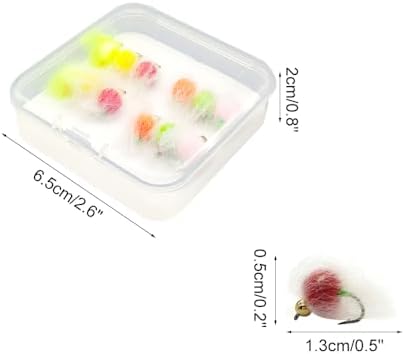 Fly Fishing Flies Kit, 24Pcs Trout & Salmon Eggs Flies Glowing Bug Egg Floating Fly Lure with Storage Box for Bass Trout Salmon Fishing - Image 2