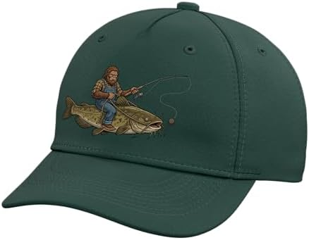 Flathead Catfish Fishing Bigfoot Riding Fisherman Funny Adjustable Baseball Hat by Unknown