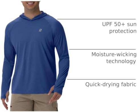 Runhit UPF 50+ Fishing Shirts for Men Long Sleeve Sun Protection Hoodie Lightweight Outdoor Workout Hiking Running Rash Guard - Image 4