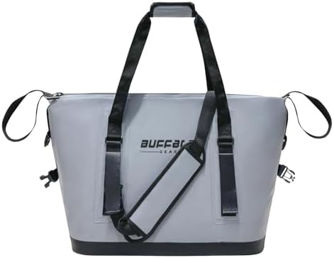 Buffalo Gear Fish Cooler Bag – 24Qt Seamless Insulation Kill Bag, Keeps Ice Cold Up to 36 Hours, Foldable & Waterproof with Rod Attachment Straps & Gear Loops, Grey by BuffaloGear