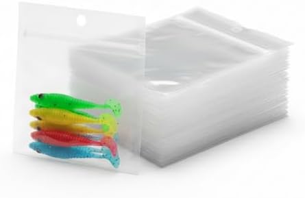 100 Pack Soft Plastic Baits Bags 4”x4" | Heavy-Duty Clear Lock Zipper Lure Packaging Bags - Leakproof Double-Sealed Zipper Storage for Soft Plastic Lures & Fishing Gear | Multiple Sizes by BAITNEST
