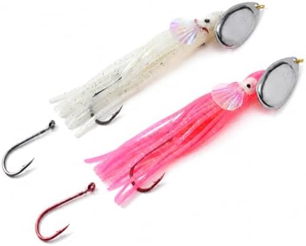King COHO Humpy Sockeye Salmon Stealhead Squid Skirt Spinner Hoochie Lure UV Gill Double Hooks for Trolling Fishing by Unknown