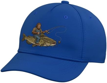 Flathead Catfish Fishing Bigfoot Riding Fisherman Funny Adjustable Baseball Hat by Unknown