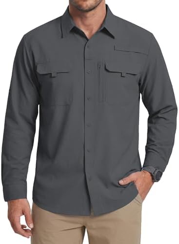 WULFUL Men's Sun Protection Fishing Shirts UPF 50+ Lightweight Quick Dry Cooling Long Sleeve Shirts for Work Hiking Safari by WULFUL