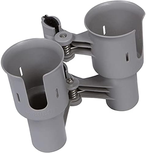 ROBOCUP, (Gray), Patented Clamp On Boat Cup Holder |Multifunction Dual Drink Caddy for Fishing Poles, Tools, Net, Gaff |Portable Storage for Boating, Beach, Umbrellas, Golf Carts, Strollers - Image 2