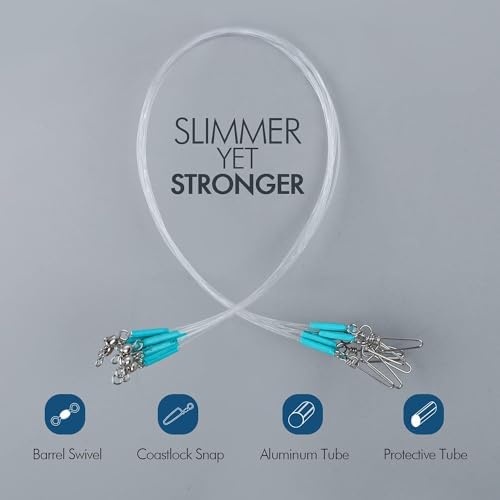 Fluorocarbon Fishing Leader Line with Swivels Snap Kits Connect Tackle Lures Rig or Hooks, High Strength Tooth Proof Fishing Leader Line for Saltwater Freshwater - Image 2