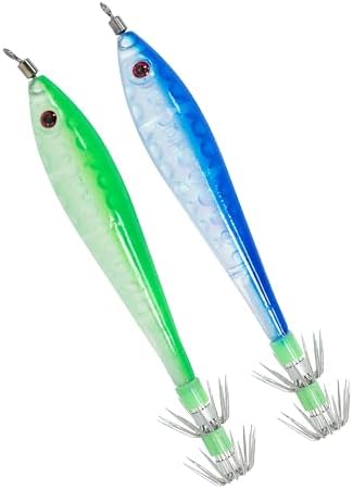 BLUEWING Fishing Squid Jig Hooks Double-Layered Stainless Steel, Fish Lure Baits for Freshwater and Saltwater by BLUEWING