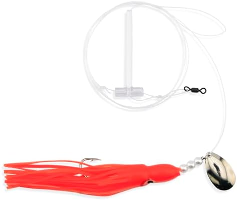 Aqua-Clear Squid Teaser Rig Fishing Lure, Saltwater Fishing Rig with 3/0 Extra Long Hook, Fluke Flounder Trout Croaker Rig, Mono Leader AFW Swivel Spinner, Multi Color Variations - Image 2