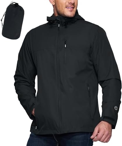 Outdoor Ventures Men's Packable Rain Jacket Waterproof Lightweight Raincoat by OutdoorVentures