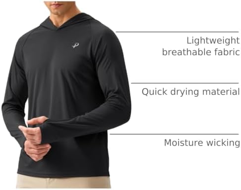 Pudolla Men's Sun Protection Hoodie Shirts UPF 50+ Fishing Hiking Shirt - Image 4