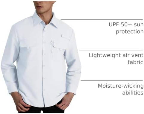 WULFUL Men's Sun Protection Fishing Shirts UPF 50+ Lightweight Quick Dry Cooling Long Sleeve Shirts for Work Hiking Safari - Image 4