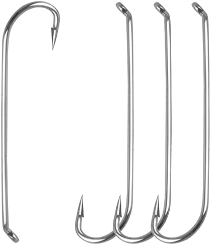 Fly Tying Hooks, 150pcs Streamer Hooks Dry Fly Fishing Hooks 2X Long Eye Down Nymph Fly Hooks Dry Wet Nymph Shrimp & Pupa, Streamer, Caddis, Scud Flies Jig Fishing Hooks by SILANON