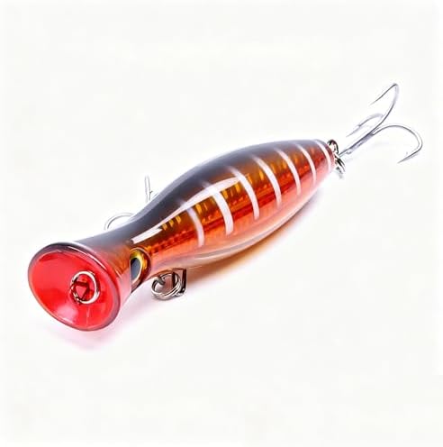 Popper Fishing Lure, JAZALIC Topwater Popper Lures 3D Eyes Fishing Accessories for Saltwater Surface Casting and Freshwater Surface Fishing, Gt Tuna Kingfish Large Predator Fish (5.11in, 1.48Oz) by JAZALIC
