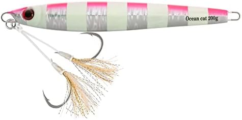 OCEAN CAT 1 PC Slow Fall Pitch Fishing Lures Sinking Lead Metal Flat Jigs Jigging Baits with Hook for Saltwater Fishing 4 Colors 160G/200G - Image 4