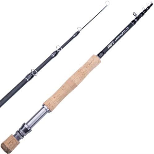 RIFT Apache II Fly Fishing Rod – Carbon Fiber Telescopic Fishing Rod – One-Piece Travel Fishing Rod – Fast Action Fly Rod with Aluminum Reel Seat, Stainless Guides, and Folding Hook Keeper by RIFTFishingandOutdoors