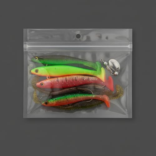100 Pack Soft Plastic Baits Bags | Heavy-Duty Clear Lock Zipper Packaging Bags - Leakproof Double-Sealed Zipper Storage for Soft Plastic Lures & Fishing Gear | Multiple Sizes (5.9"x4.7") - Image 4