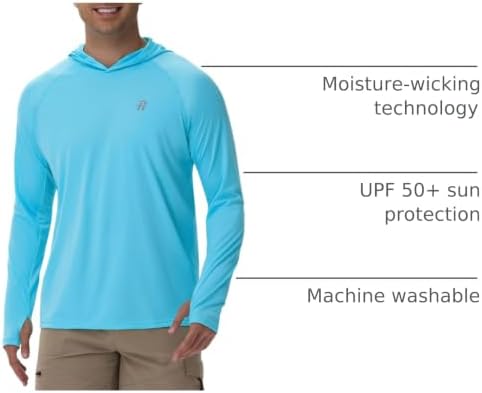 Runhit UPF 50+ Fishing Shirts for Men Long Sleeve Sun Protection Hoodie Lightweight Outdoor Workout Hiking Running Rash Guard - Image 4
