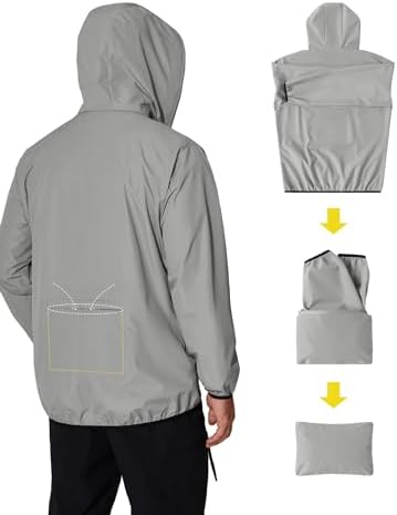 COOFANDY Men's Light Rain Jacket Packable Waterproof Raincoat Windbreaker - Image 5