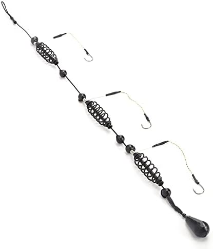 Artificial Lure Fish Hooks Cage 3 Set Trap Basket and Fishing Feeder Tackle Bait Trap Cage Feeder Basket Holder for Carp Spring Fishing with Strong High Carbon Steel Hooks Prevent - Image 5