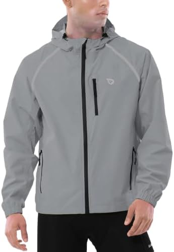 baleaf Men's Rain Jacket Waterproof Hood Lightweight Reflective Packable - Image 2