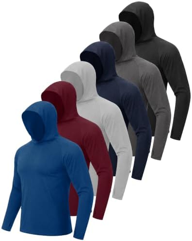4 Pack Sun Hoodie for Men UV UPF 50+ Lightweight Fishing Shirts Rash Guard by BOOJO