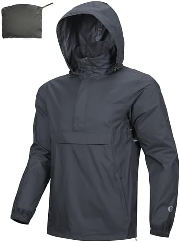 Outdoor Ventures Men's Rain Jacket Waterproof Lightweight Packable Pullover by OutdoorVentures