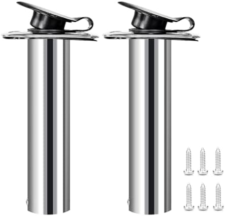 Hoffen 2Pcs Boat Stainless Steel Fishing Rod Holder Flush Mount 15/30/90 Degree with PVC Cap,Inner Tube and Gasket - Image 3