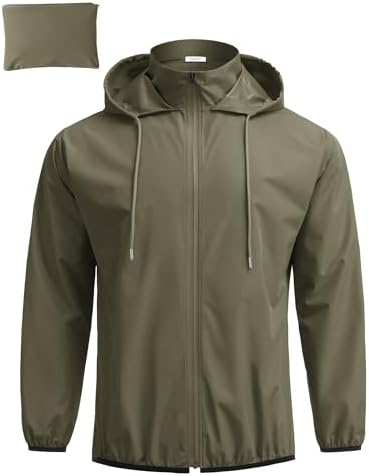 COOFANDY Men's Light Rain Jacket Packable Waterproof Raincoat Windbreaker by COOFANDY