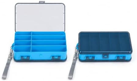 2 Pack Fishing Tackle Box Organizers, Blue Lure Storage Trays with Clear Lids, Removable Dividers & Wrist Straps, Portable Fishing Gear Storage for Hooks, Baits, Sinkers, Jigs and Accessories by Unknown