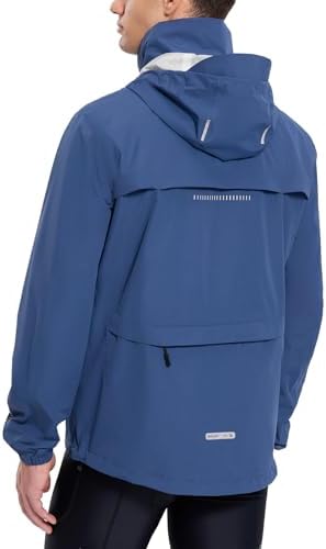 baleaf Men's Rain Jacket Waterproof Hood Lightweight Reflective Packable - Image 2