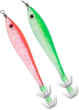 BLUEWING Fishing Squid Jig Hooks Double-Layered Stainless Steel, Fish Lure Baits for Freshwater and Saltwater by BLUEWING