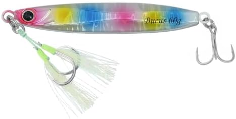 Easy Catch Fishing Jigs Saltwater Laser Lures Jigs Vertical Jigging Spoon Baits for Boat Fishing with Treble Hooks and Double Assist Hook Ideal for Tuna Grouper Snapper Salmon Bass Rockfish Lingcod by SpecializinginFishingTackle