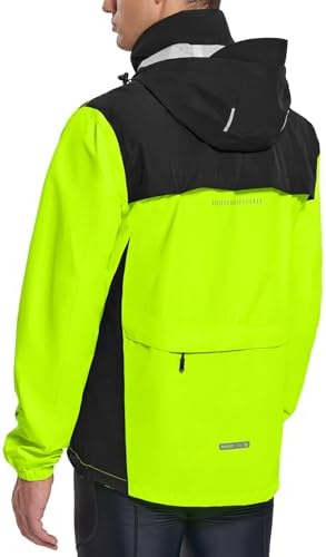 baleaf Men's Rain Jacket Waterproof Hood Lightweight Reflective Packable - Image 2