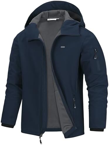 33,000ft Men's Hooded Fleece Lined Rain Shell Jacket Waterproof Lightweight by 33000ft