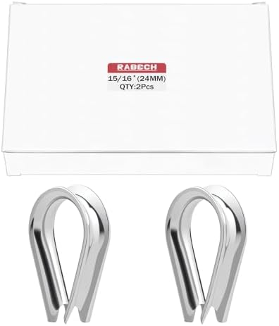 M24 15/16 Inch Wire Rope Thimble 15/16" Stainless Steel Thimbles for Wire Rope Cable Thimble Rigging (Pack of 2Pcs) by RABECH