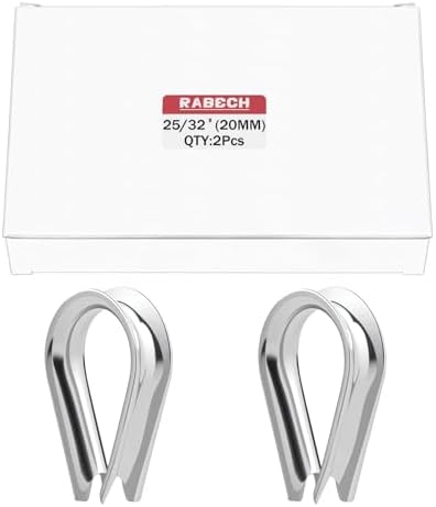 M20 25/32 Inch Wire Rope Thimble 25/32" Stainless Steel Thimbles for Wire Rope Cable Thimble Rigging (Pack of 2Pcs) by RABECH