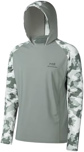 BASSDASH Men’s UPF 50 Performance Fishing Shirt Cooling Hoodie Camo Long Sleeve FS17M by Bassdash