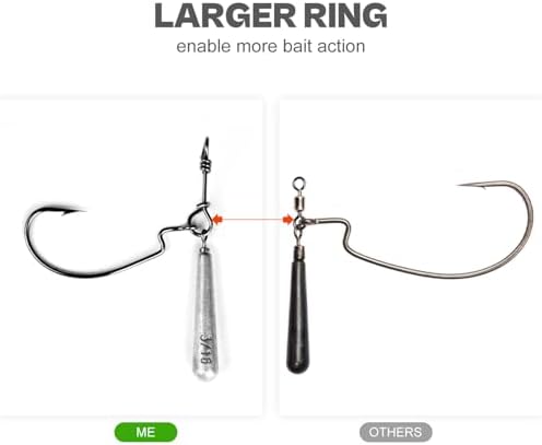 OJYDOIIIY Jika/Tokyo Rig (10/12 PCs) - Drop Shot Style Fishing Rigs with Weedless EWG Hooks (1/8 3/16 1/4 3/8 1/2oz) | Replaceable Hooks & Weights - Image 4