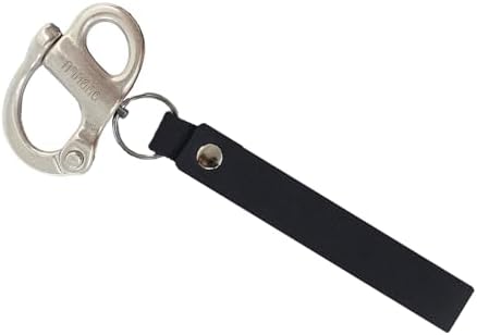 SCBA Mask Quick Release Shackle with Leather Handle for Firefighter, Marine Grade 316 Stainless Steel Fixed Snap Shackle Lanyard by OUBULU