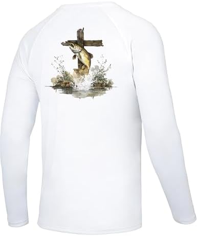 Men's UPF 50+ Sun Fishing Shirt, Long Sleeve UV Protection Tee, Quick Dry Rash Guard for Outdoor Swim Hiking by Twekfish